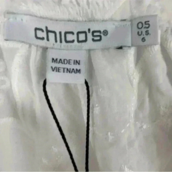 Chico's Women's White Embroidered Star Peasant Blouse Size 0.5 US Size 6 - Picture 10 of 14